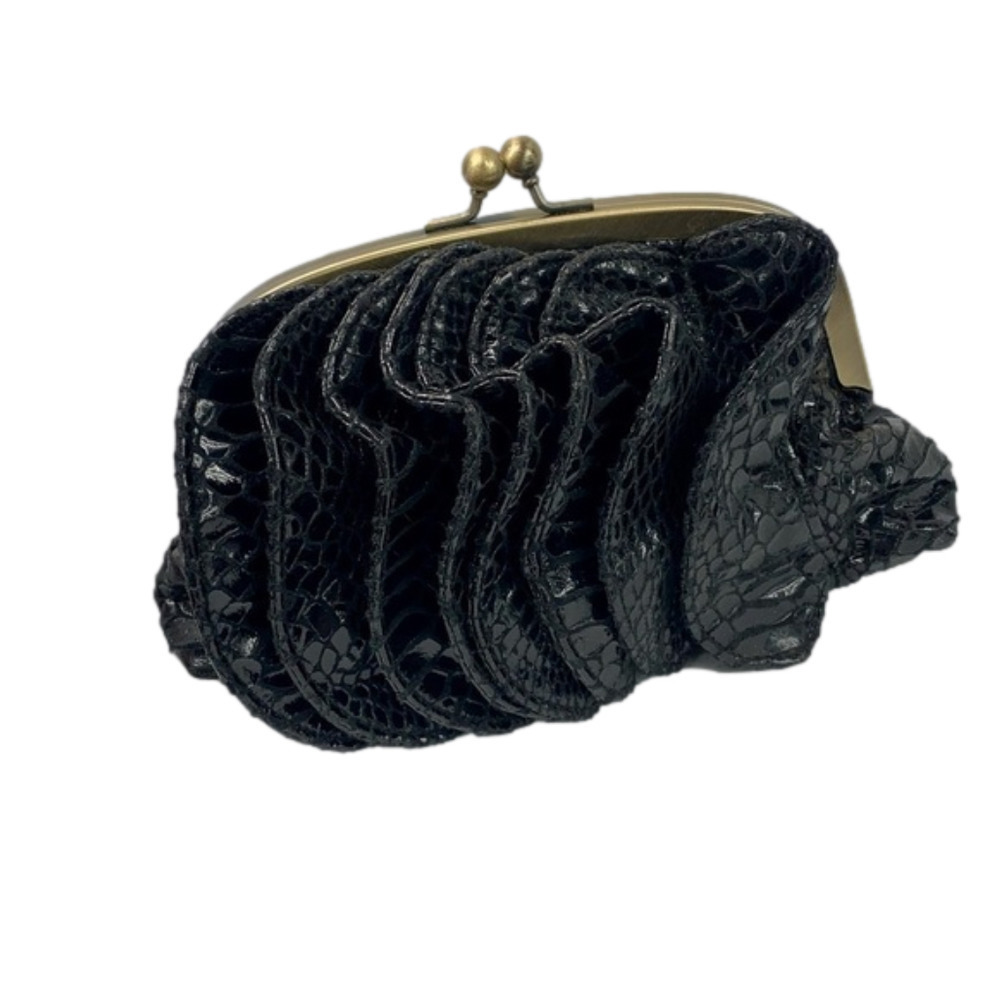 𝅺vintage Black Clutch With Antique Gold Hardware